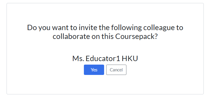 confirm to invite selected collaborator